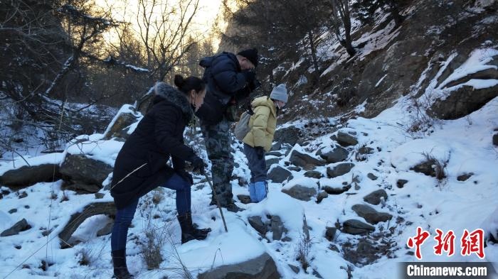 圖為工作人員發(fā)現(xiàn)疑似放歸雪豹的痕跡(資料圖)。　內(nèi)蒙古賀蘭山國(guó)家級(jí)自然保護(hù)區(qū)供圖