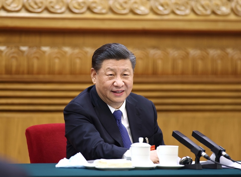 2021年3月5日，習(xí)近平總書記參加十三屆全國人大四次會議內(nèi)蒙古代表團(tuán)的審議。