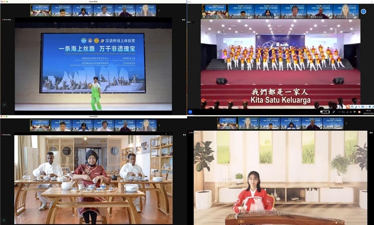 圖為開營儀式上兩國營員表演精彩節(jié)目。黎明職業(yè)大學(xué)供圖