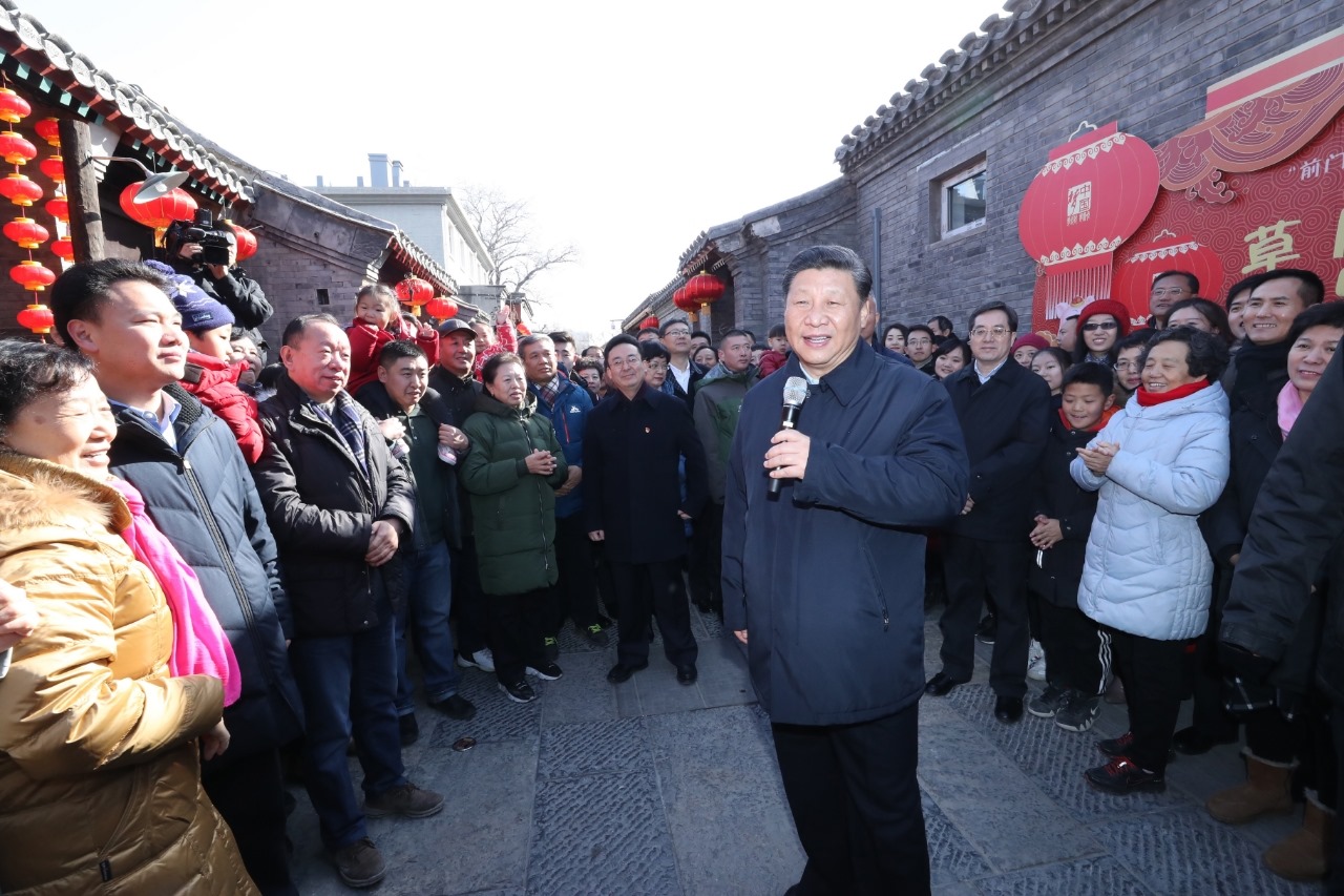 2019年2月1日，習(xí)近平總書記在前門東區(qū)草廠四條胡同給大家拜年，并向全國各族人民致以新春祝福。
