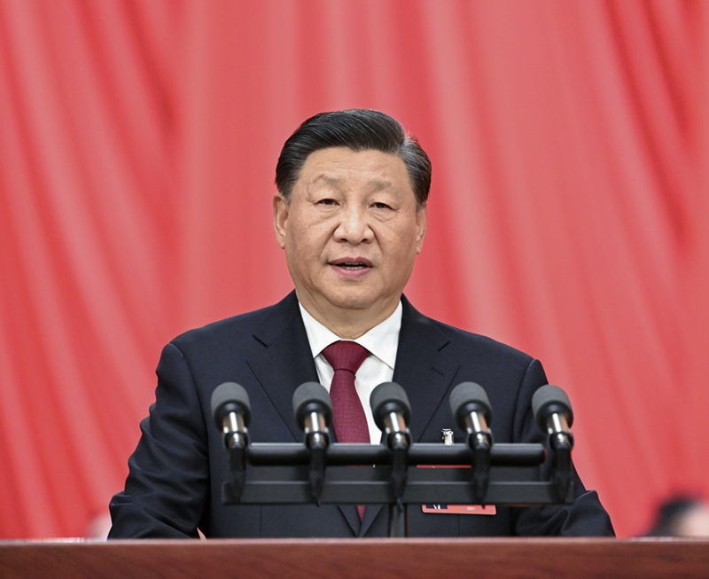 2022年10月16日，習(xí)近平在中國共產(chǎn)黨第二十次全國代表大會上作報告。