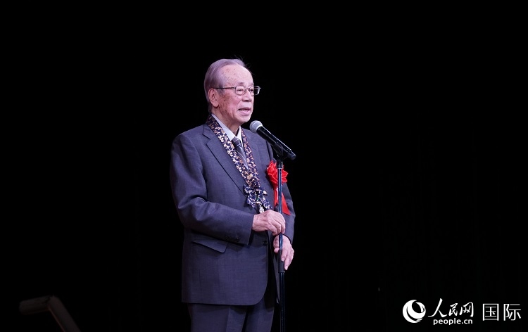 日本前首相福田康夫發(fā)表致辭。人民網(wǎng) 蔣曉辰攝