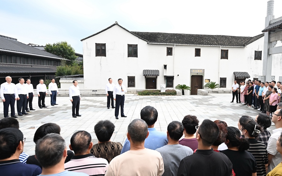 9月20日下午，習(xí)近平總書記在楓橋經(jīng)驗(yàn)陳列館考察。新華社記者 燕雁 攝