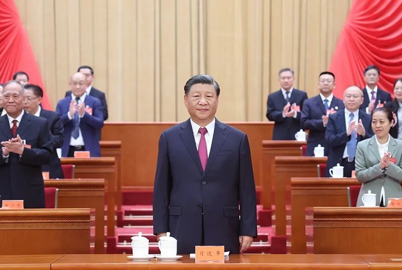△2023年10月9日，中國工會第十八次全國代表大會在北京人民大會堂開幕。習近平總書記到會祝賀。