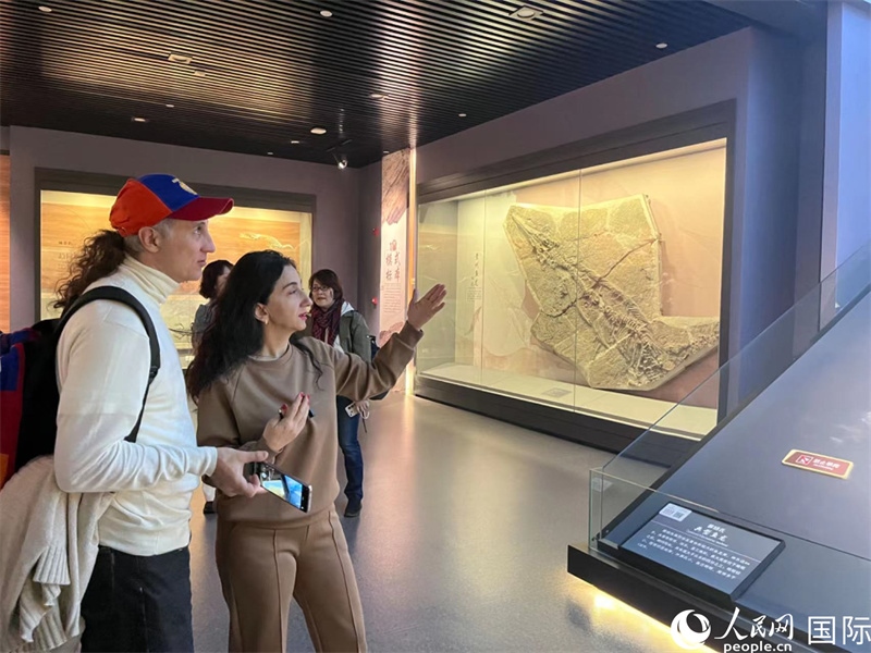 歐亞國家記者在參觀貴州省地質(zhì)博物館 。 人民網(wǎng) 鄧潔攝
