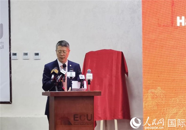 中國石化非洲代表處總代表衛(wèi)東致辭。人民網(wǎng)記者 沈小曉攝