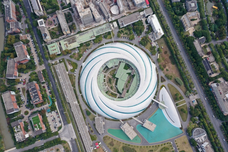 位于上海張江科學城的國家大科學裝置上海光源（2020年10月26日攝，無人機照片）。