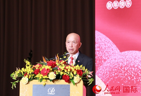 全華聯(lián)理事長(zhǎng)賀乃和致辭。人民網(wǎng) 許可攝