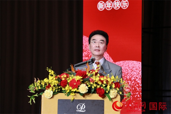 在日中國企業(yè)協(xié)會(huì)會(huì)長(zhǎng)王家馴致辭。人民網(wǎng) 許可攝