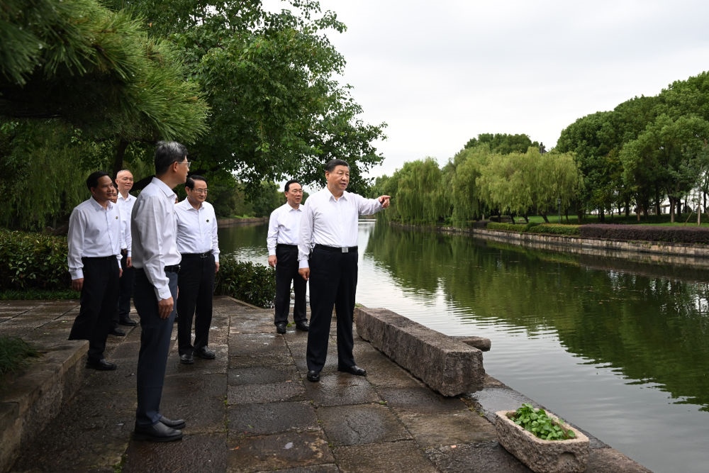 2023年9月20日下午，習(xí)近平在浙江省紹興市浙東運(yùn)河文化園考察。新華社記者 謝環(huán)馳 攝
