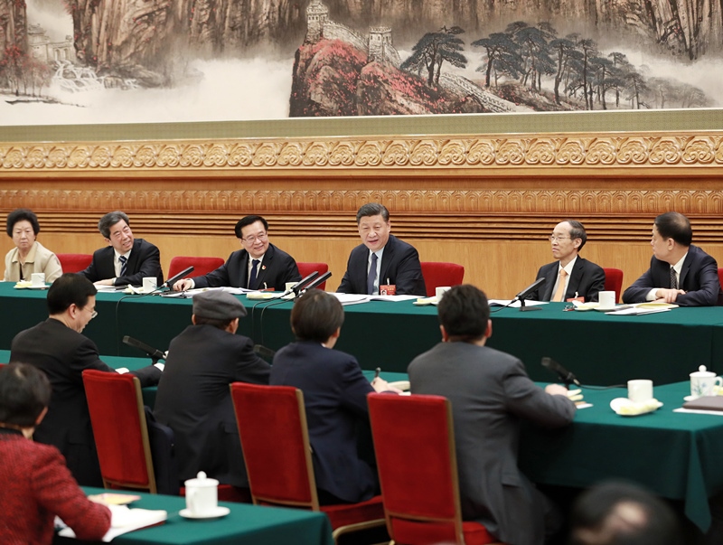 2019年3月8日，習(xí)近平總書記參加十三屆全國人大二次會議河南代表團(tuán)的審議。