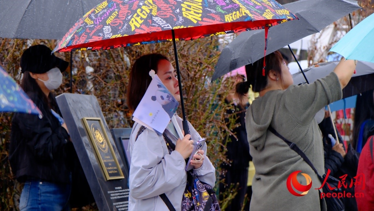 粉絲注視“福寶”車輛，滿眼不舍。 人民網(wǎng) 李帆攝