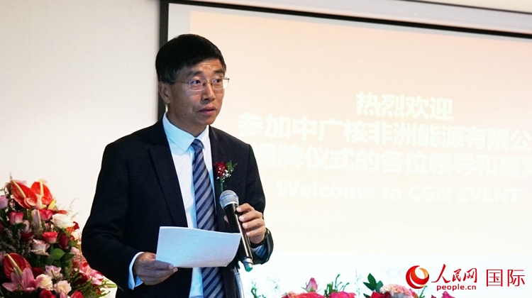 國(guó)家電網(wǎng)公司非洲辦事處主任汪文安致辭。人民網(wǎng) 劉暢攝
