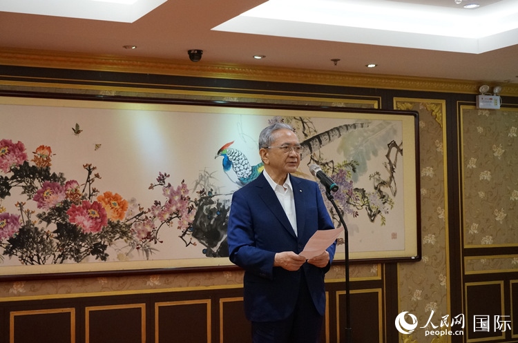 創(chuàng)價(jià)學(xué)會(huì)會(huì)長(zhǎng)原田稔致辭。