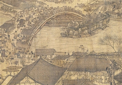中國(guó)畫《清明上河圖》（局部），作者為北宋張擇端。 故宮博物院藏