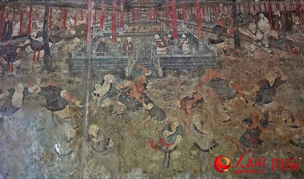 少林寺白衣殿壁畫。人民網(wǎng)記者 張麗婭攝