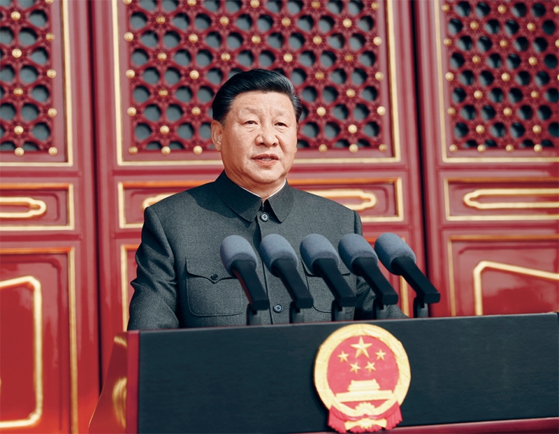 2019年10月1日，慶祝中華人民共和國成立70周年大會(huì)在北京天安門廣場隆重舉行。中共中央總書記、國家主席、中央軍委主席習(xí)近平發(fā)表重要講話。 新華社記者 鞠鵬/攝