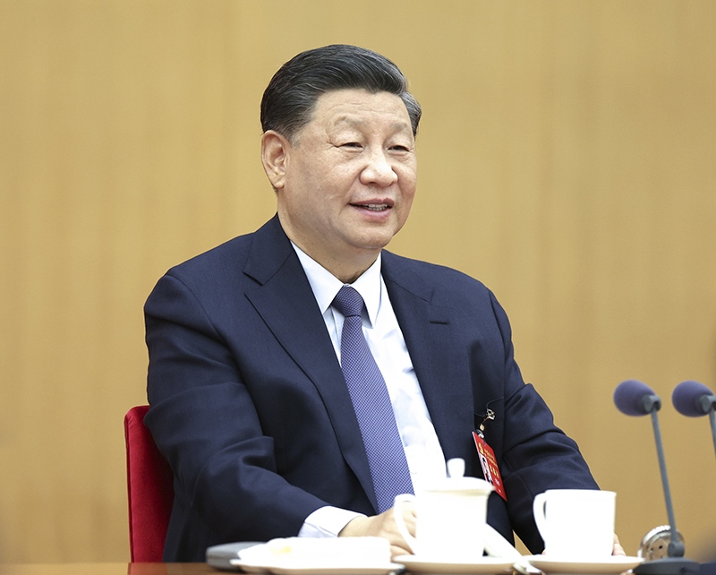 2022年10月17日，習(xí)近平同志參加黨的二十大廣西代表團(tuán)討論。