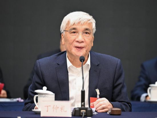 全國人大常委會(huì)副委員長(zhǎng)、歐美同學(xué)會(huì)會(huì)長(zhǎng)丁仲禮作工作報(bào)告