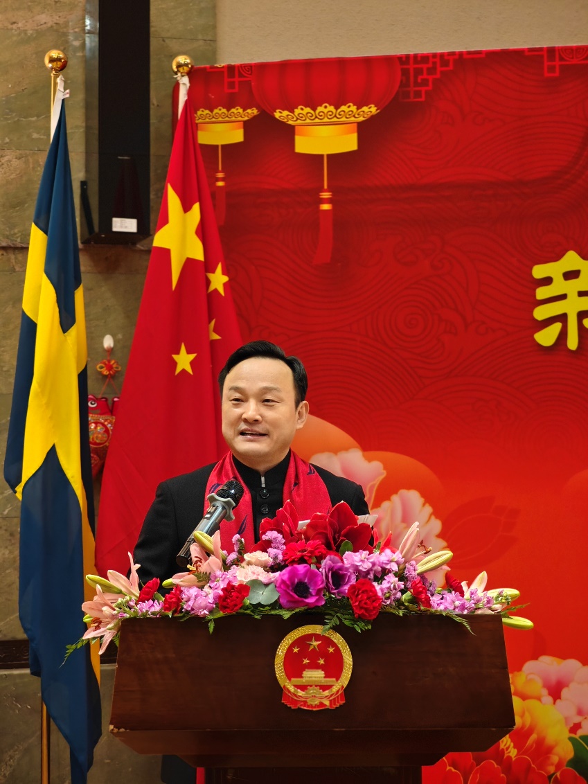 中國駐哥德堡總領(lǐng)事楊培棟致辭。中國駐哥德堡總領(lǐng)館供圖
