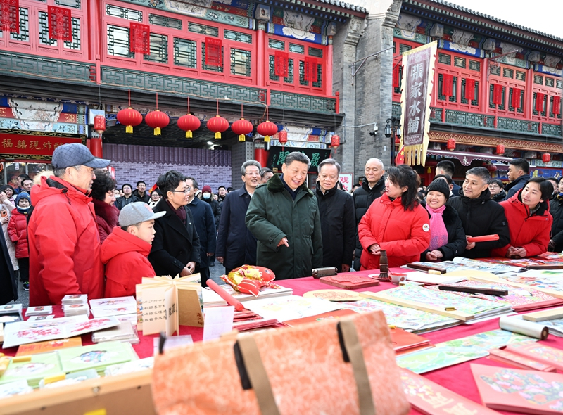 2024年2月1日，習(xí)近平總書記在天津古文化街考察。