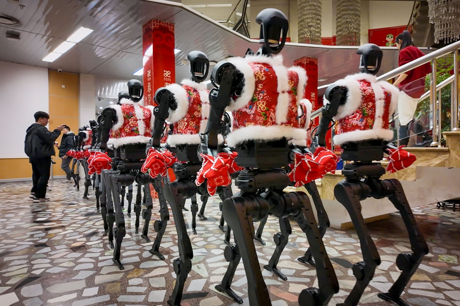 2025年1月28日，杭州宇樹科技人形機(jī)器人在2025年央視春晚后臺。新華社發(fā)